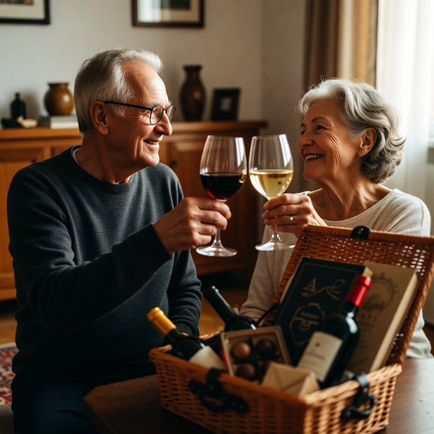 Gift hampers for grandparents filled with luxury food treats, biscuits and sweet favourites