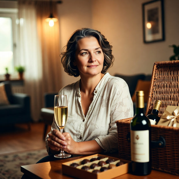 Gifts for her luxury food hamper with chocolates, sweet treats and artisan delights